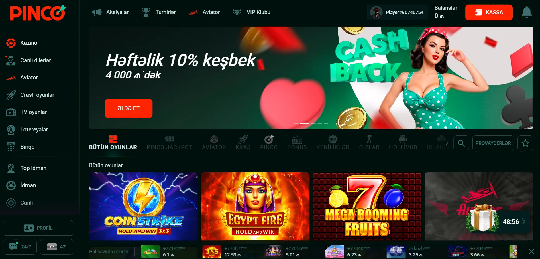 Pinco kazino AZ oyun kataloqu: əyləncə çeşidləri və populyar seçimlər Pinco kazino AZ oyun kataloqu: əyləncə çeşidləri